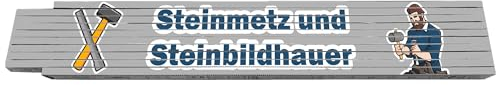 2m Zollstock - mit Beruf - Steinmetz und Steinbildhauer - Text - Spruch - Glieder-Maßstab - Meterstab bedruckt - Gadget für Männer Opa Papa Vatertag Muttertag Weihnachten Baustelle