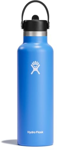Hydro Flask - Water Bottle 621 ml (21 oz) - Vacuum Insulated Stainless Steel Water Bottle with Flex Straw Cap - Standard Mouth - Cascade