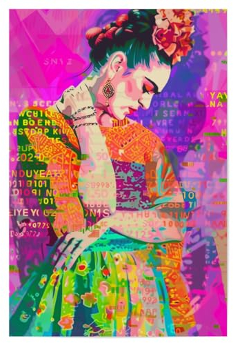 artboxONE Poster 30x20 cm Floral Frida Popart floral - Bild Portrait Frida Kahlo