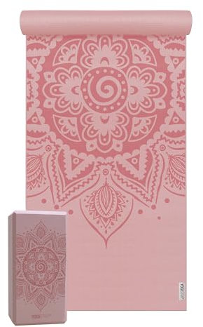 Yoga-Set Starter Edition - Spiral Mandala (yogamatte + 1 Yogablock) Rosa