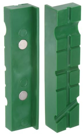 sourcing map Magnetic Vise Jaws 6 Inch Magnet U-Grooves Soft Rubber Bench Jaw Pads Covers Multi-Purpose Protector for Woodworking Jewelry Making Plumbing, Green