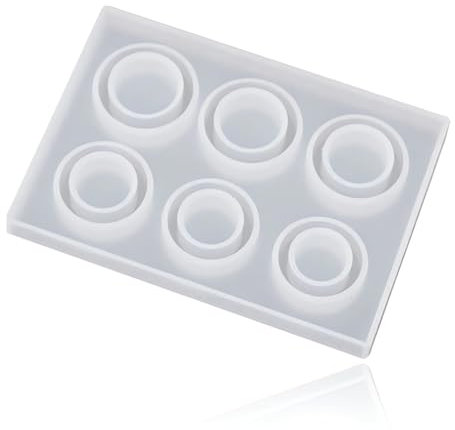 Stampi Anelli per Resina Epossidica, Stampo ad Anelli Silicone Resina, Stampo per Gioielli Anello Fai da Te Fatto a Mano, Stampo ad Anelli Silicone, per la Creazione di Gioielli Fai-da-Te,6 Dimensioni