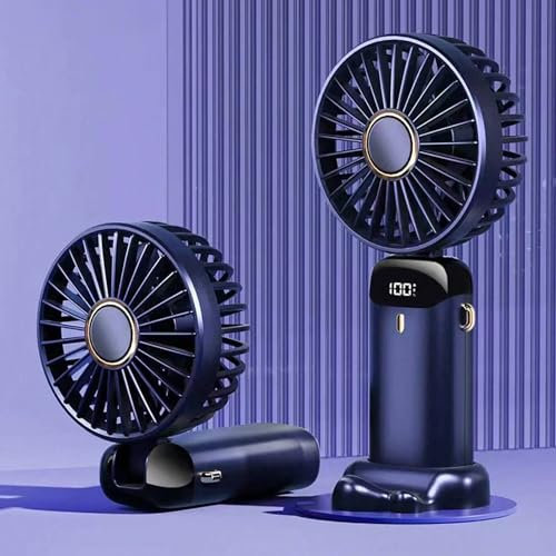 BullTek Tragbarer Ventilator, wiederaufladbar, mit Gelenk, zusammenklappbar, für Tisch und Hals, Mini-USB-Ventilator mit 5 Geschwindigkeitsstufen, leise und kompakt für Zuhause, Büro und Reisen (BLU)