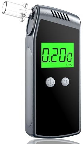 Hoonyer Alkoholtester, Polizeigenau Alkoholmessgerät mit 10 Mundstücken, Professional-Grade Accuracy Breathalyzer mit Digitaler LCD-Anzeige, Portable Alcohol Tester with USB Rechargeable (Schwarz)