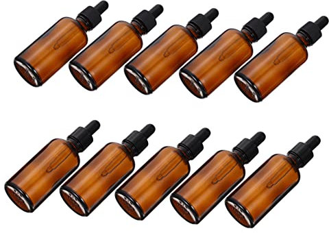 BELLIFFY 10pièces Bouteilles Verre Pipette Lot De Flacons Pour Huiles Essentielles Cosmétiques Et Parfums Bouteilles Anti-uv Avec Couvercle Étanche Et Dosage Précis