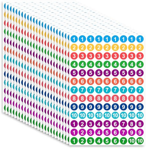 24 Blatt Zahlen Aufkleber Klebezahlen 20mm 1 bis 10 Fortlaufende Zahlen Aufkleber Klebepunkte Bunt Etiketten Vinyl Wetterfest Nummer Aufkleber Selbstklebende Nummer Aufkleber Für Inventar Aufkleber