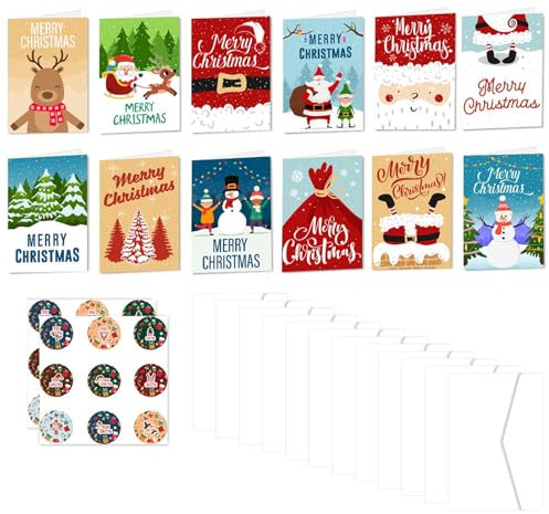 Aufkleber Weihnachtskarte für Männer Frauen Mama Papa Ehemann Ehefrau Oma Opa Sohn Tochter Grußkarte Weihnachtsmann Weihnachtskarten