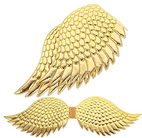 Holibanna Alas Angel Golden Wings 2pcs Para Fiestas Cosplay Actuaciones Duraderas