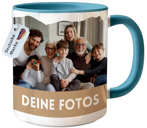 hoppala Tasse personnalisable avec photo - Mug personnalisée avec photo cadeau pour petite amie cadeaux pour femme homme frère ami chef tasse personnalisé cadeau collègue tasse à café (Bleu clair)