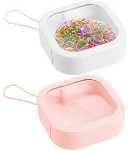 Warmhm 2pcs Portable Hair Band Storage Box Desktop Organizer for Hair Accessories Holder for Bin and Storage Boxes for Bands for Girls Organization