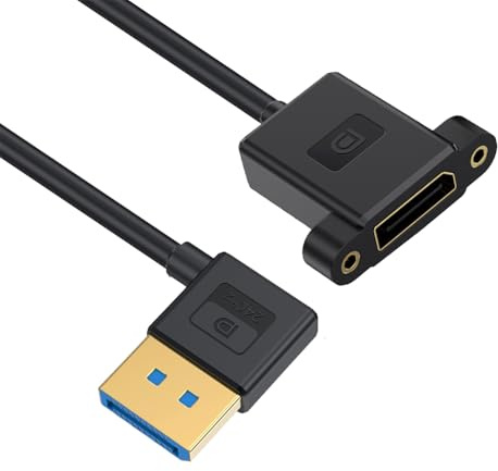 NFHK Kabel, ultrafein, rechtwinklig, DisplayPort 1.4 DP, Verlängerungskabel Stecker auf Buchse, 8K 60 Hz, 4K 144 Hz, für Desktop-Laptop-Monitor, Grafikkarte, 30 cm