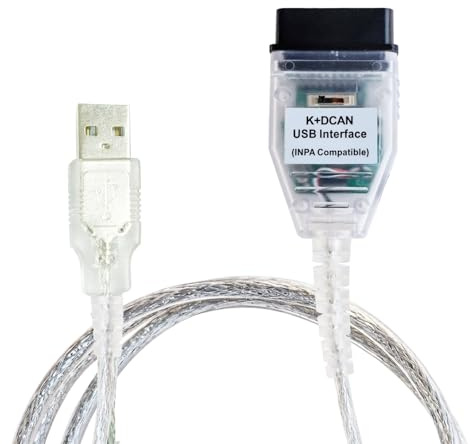 Vanlison Cable de interfaz USB K+DCAN de grado profesional con chip FT232RL OBD2 escáner de diagnóstico para chasis electrónico (1998-2019) compatible con BMW INPA, NCS Expert y Tool32 Fast K-CAN/DCAN