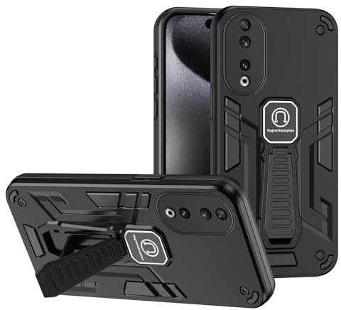 Coque arrière pour smartphone Coque compatible avec Huawei Honor 90 avec béquille intégrée, qualité militaire, anti-chute, coque de protection intégrale en caoutchouc TPU et PC rigide Ensembles de coq