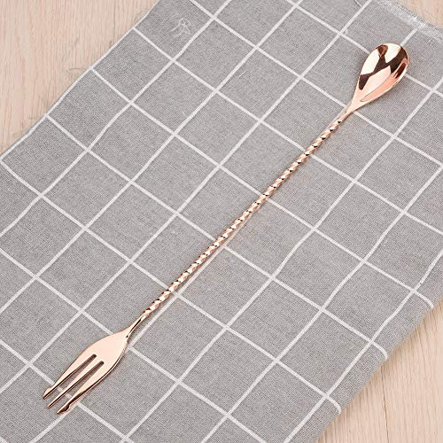 BRRNOO Long Cocktail Stirrers, Stainless Steel Bar Spoons for Mixing Drinks Juices Iced Tea Coffee, Fork Tail Design