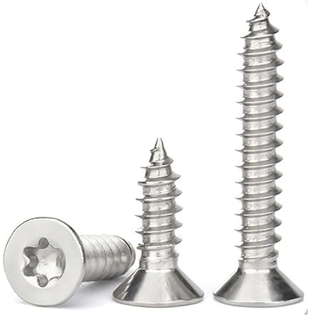QANCEN 50 viti Torx autofilettanti per legno, M6 x 20 mm, a testa piatta, viti di sicurezza antifurto Torx a testa piatta, viti di sicurezza antifurto, in acciaio inox 304, autoperforanti
