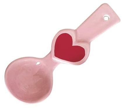 BESTYASH Cucchiaio in Ceramica a Forma Di Cuore Per Dessert e Yogurt Design Ergonomico e Liscio Cucchiaio Multiuso Per Minestra Ramen e Insalate Manico Confortevole e Sicuro Piccolo Adatto