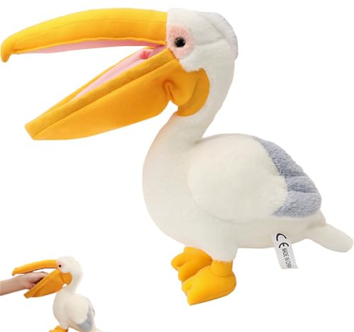 Pelikan Plüschtier, Weich Plüschtier Tiere Pelikan, Pelikanvogel zum Spielen und Kuscheln, Simulierte Pelz-Plüschpuppe in Form eines Pelikans, Weiches und kuscheliges Safari-Tier für Kinder (30 cm)