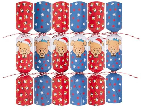 Harvey & Mason Pack of 6 Pigs In Blankets Game Christmas Crackers - 9 Interactive Matching Pairs Game Adults Xmas Holiday Dinner Table Decorations - Novelty Fun Prizes Gifts Contains Hats Jokes