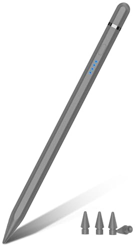 Penna per iPad 2018-2025, Pencil 1 Generazione con Ricarica Rapida, Allinclinazione, Rifiuto del Palmo, Pen per i-Pad Air 3-5ª/11/13, Mini 5/6ª, iPad 6-10ª, Pro 11/12,9(3-6ª)/13 (Gris)
