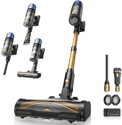 Proscenic P15+ Cordless Vacuum Cleaner, Powerful 600W/55Kpa 70Mins Self-Standing Cordless Vaccum with Wall Mount, Anti-Tangled Rechargeable Lightweight Stick Vacuum for All Floor Carpets Pet Hair