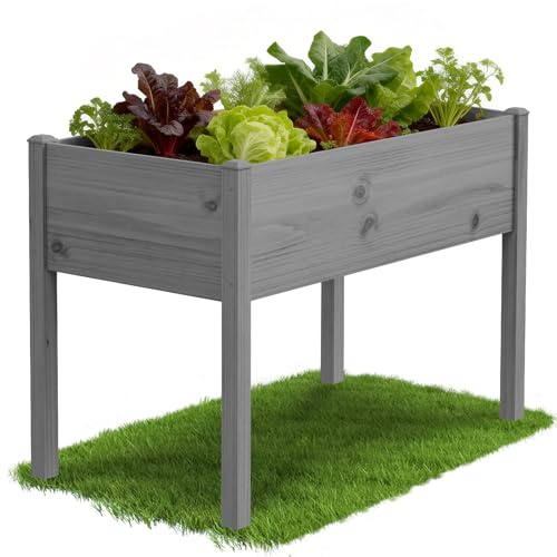 ZIKEBTUY Hochbeet aus Holz - 116x60x80cm Großes Erhöhtes | Naturbelassenes Pflanzkasten & Blumenkasten - Pflanzbeet Kräuterbeet Blumenbeet für Garten Balkon Terrasse