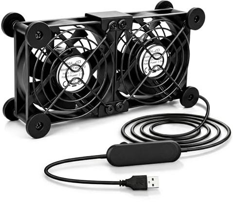ELZO USB Ventilator, USB PC Lüfter 80mm 5V mit Stufenlose Geschwindigkeitsregelung, Leise Mini Tischventilator, 80mm Axiallüfter für Computer PS4 PS5 TV Box Empfänger AV-Kabine
