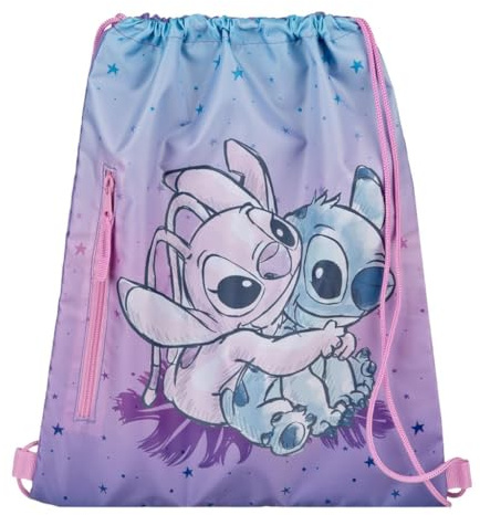 Undercover Lilo & Stitch Turnbeutel, Blau/Lila, ca. 40x33 cm, für Schule, Sport und Reise, ab 3 Jahren