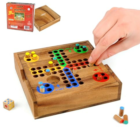 Logica Spiele Art. Ludo S - Taschenspiele - Brettspiel aus Holz - Würfelspiel - Gesellschaftsspiel - Familienspiel aus Holz - Reiseversion