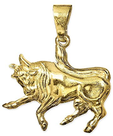 CLEVER SCHMUCK Goldener Sternzeichen Anhänger Stier 17 x 12 mm glänzend und beidseitig plastische Form 333 GOLD 8 KARAT