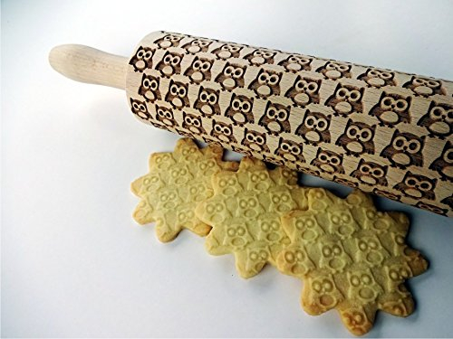 Nudelholz mit EULEN. Teigroller für DIY Küche, Teig & Plätzchen. Gravierte Nudelholz mit Muster von Algis Crafts