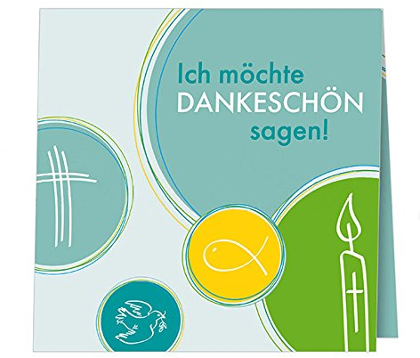 5 Danksagungskarten mit Umschlägen, Danksagungskarten zur Kommunion Konfirmation Firmung, Klappkarten im Set zu 5 Stk.Kreise
