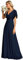 Ever-Pretty Vestito da Ballo Donna Stile Impero Linea ad A Scollo a V Maniche Corte Lungo Blu Navy 50