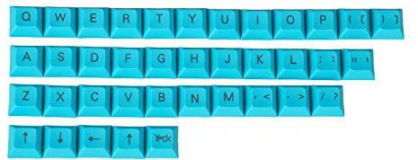 YMDK Top Print DSA 37 Tasten Tastenkappen-Set, 1,4 mm PBT für MX-Switches mechanische Tastatur (Cyan)