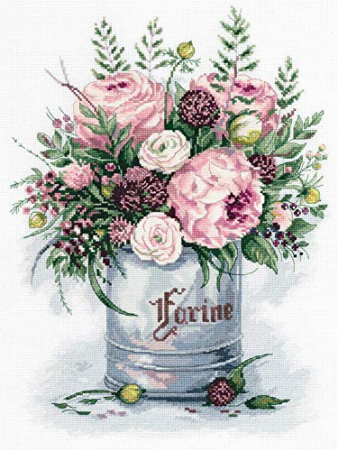 Panna - Kreuzstich set - Aquarell-Blumenstrauß - C-7050 - Sticken erwachsene - Aida stoff - 35 x 27 cm - DIY set