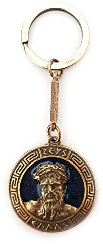 IconsGr Porte-clés avec pièce de Monnaie Ancienne Zeus Bouclier Dieu Zeus Bleu