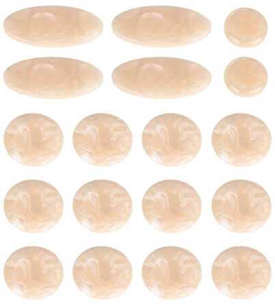 Yibuy 2 runde und ovale Perlensaxophon-Schlüssel für Alt- / Tenorsaxophon, Kunststoff, Beige, C-Dur, 2 x Saxophon-Schlüsseltasten