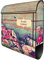 banjado® Design Briefkasten personalisiert Blumenpfücken 38,5x46,5x13cm & 2 Schlüssel - Briefkasten Stahl schwarz Zeitungsfach pulverbeschichtet - Postkasten A4 Einwurf inkl. Montagematerial