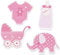 Holz Streu-Deko Streu-Teile Konfetti Holz-Sticker BABY BOY blau Flasche Kinderwagen Body & Elefant Tisch-Deko Baby-Party Taufe Geburt Junge Bastelzubehör (Baby Girl rosa pink)