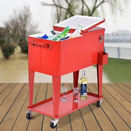 Carrito de Servicio con Nevera y refrigerador, Carrito Auxiliar, Carrito de Bebidas, Enfriador de Bebidas, Caja de Hielo, Carrito, congelador, Carrito, Carrito Auxiliar, Carrito de Eventos, Enfriador