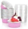 Beasea Lot de 50 ramequins jetables avec couvercles roses en aluminium pour crème brûlée, muffins, cupcakes, pudding pour fête, mariage, anniversaire