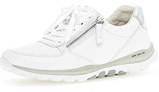 Gabor Damen Low Top Sneaker, Frauen Halbschuhe,lose Einlage,Halbschuhe,straßenschuhe,Freizeitschuhe,Plateausohle,weiblich,Weiss/Silber,42 EU / 8 UK