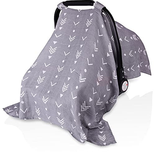 Metplus Musselin-Autositzbezüge für Babys, Babyschalen-Baldachin, Neugeborenenen-Tragetasche, Kinderwagen-Abdeckung für Mädchen und Jungen, leicht, dünn, atmungsaktiv, große Größe 119,9 x 89,9 cm,