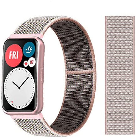 HYKEJI Nylon Solo Loop Armband Kompatibel mit Huawei Watch Fit, Huawei Watch Fit Nylon Armbänder Uhrenarmband Sport Ersatzband für Huawei Watch Fit (L)