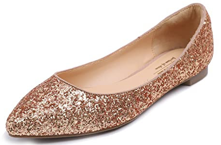 Feversole Ballerina in Paillettes Luccicanti Colorata con Cuscino in Memory Foam per amaretti da Donna Peltro Taglie 38