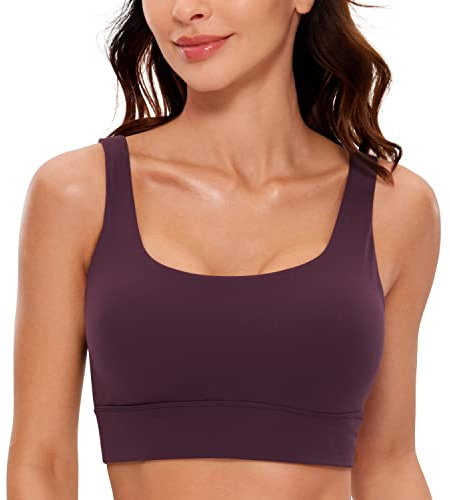 CRZ YOGA Damen Butterluxe Sport BH U Back Ohne Buegel Große Brüste Fitness Yoga BH Top Dunkellila M