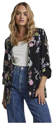 PIECES PCBOSS 3/4 Printed Blazer Noos, Noir/Fleur, S Femme