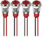 GUUZI 4pcs 10mm Voyant LED 220-230V Signal Lumineux étanche Panneau Métallique Voyant LED Montage sur Panneau Tête Plate Avec Fils Coque Argentée (Rouge)