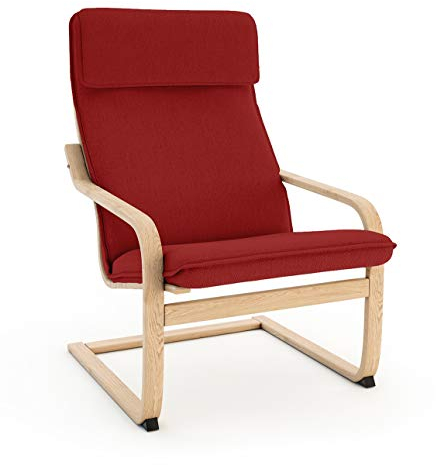 Vinylla Sesselersatzbezug hergestellt für IKEA POANG Stuhl (Kissen Design 1, Baumwolle - Rot)