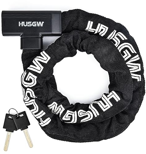 Husgw Fahrradschloss Kette, Hochsicherheit, Extrem Robust, Anti-Diebstahl Bike Lock, Schwarz, 2 Schlüssel für Fahrrad, Motorrad, Roller (1000mm*8mm)