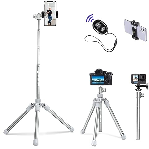 K&F Concept Treppiede Smartphone, Treppiede da Viaggio in Alluminio,170CM Treppiede Leggero per Fotocamera,Treppiede Reflex con Bastone Selfie Treppiede per Gopro/Smartphone/DSLR/Camera (Solo 0.88kg)
